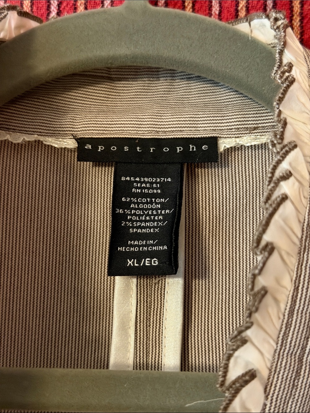 Apostrophe Neutral Striped Blazer in Beige and Cream XL